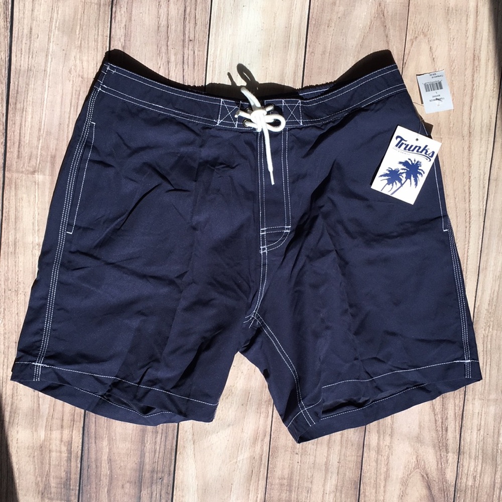 NWT Men's Trunks Surf & Swim Draw String Navy Swim Trunks Shirts size Large
